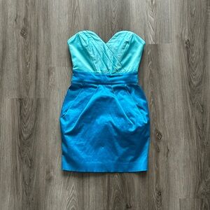 Bebe Vibrant Turquoise Strapless Dress